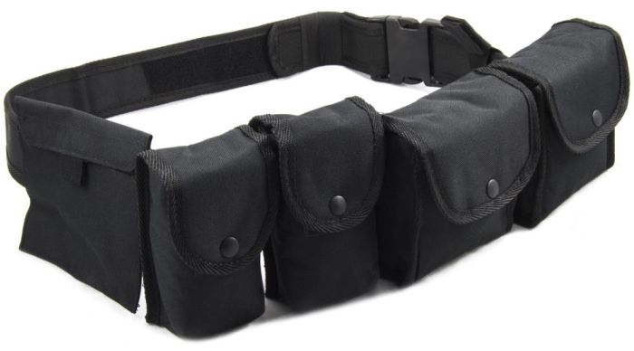 Nitehawk Black Police Security Heavy Duty Patrol Belt With Pouches